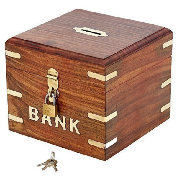 Wooden Money Bank Image