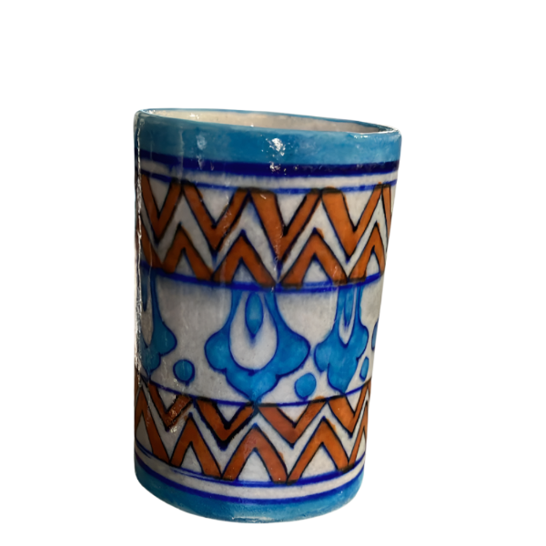 Blue Pottery Glass & Pen Stand